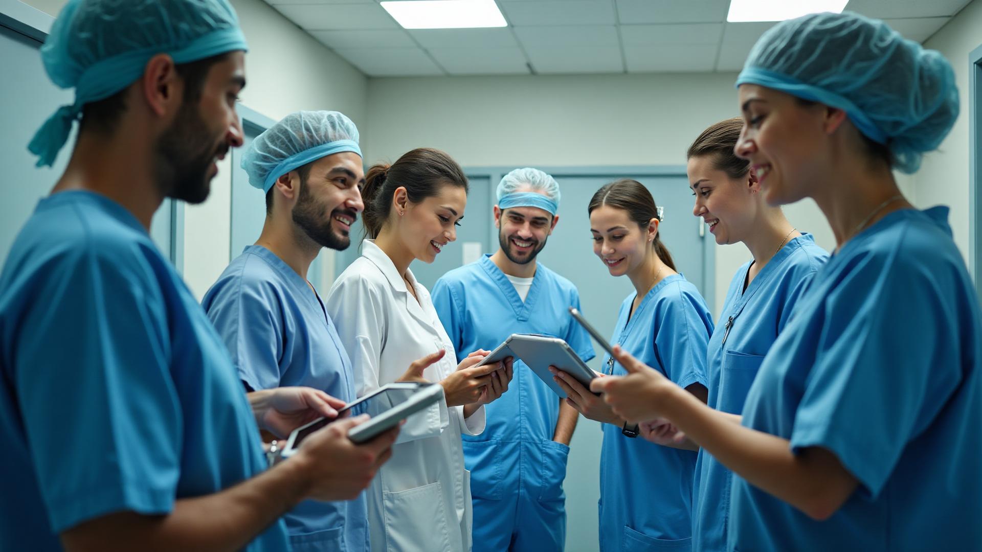 Equipe médica em hospital moderno